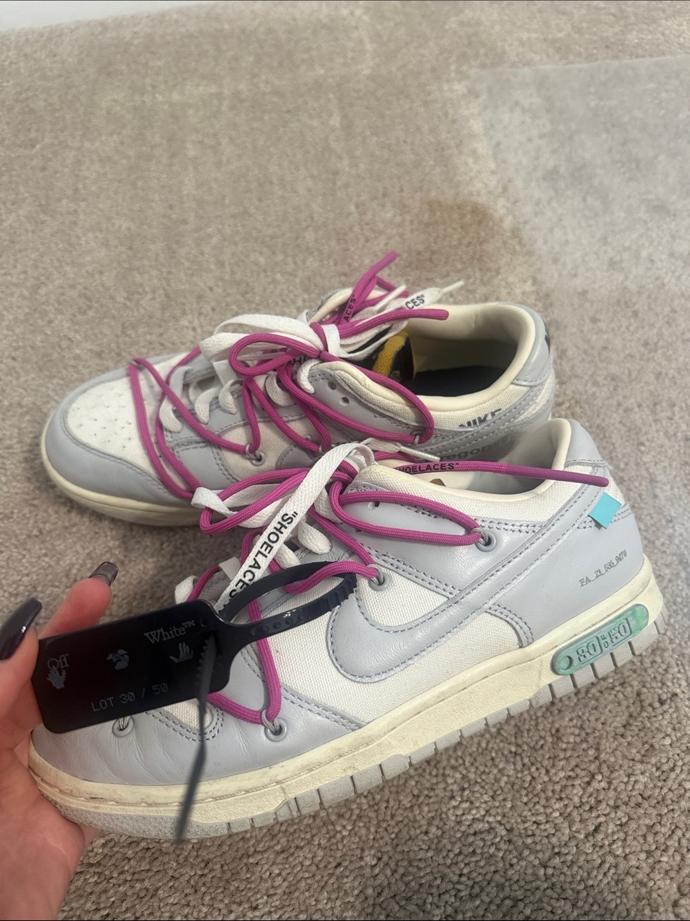Off white Nike Women's Low-Top Sneakers in White, Gray & Pink